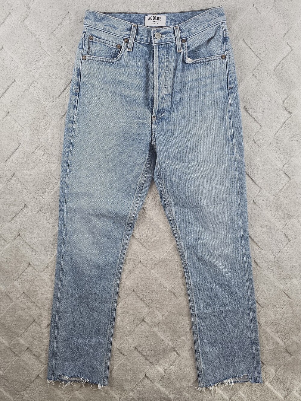 Agolde Riley High Rise Straight Crop Jean Womens 25 Button Fly Light Wash